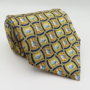 Pfizer Tie Silk Yellow Blue Pill Logo Polka Dot 3.75" Wide 56" Long